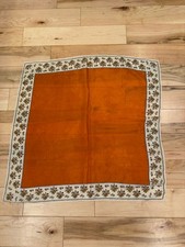 VTG Glentex Silk Scarf Mod Brown Rust Floral Border Square
