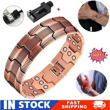 Men's Pure Copper Magnetic Therapy Bracelet Adjustable Pain Relief Arthritis
