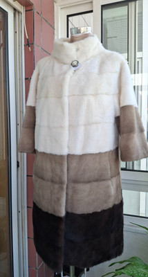 Genuine NERZ MINK НОРКА fur coat from transverse plates ./487/