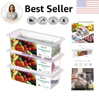 Transparent Produce Saver Containers 1.5L with Removable Drain Tray - 3 Pack
