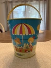 Vintage Tin Sand Pail With Beach Theme By Chein
