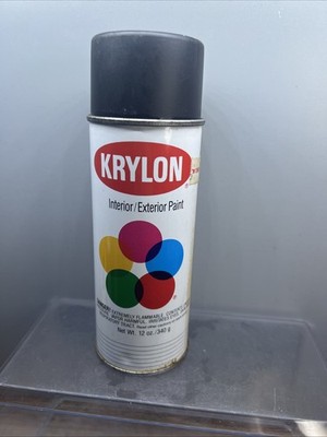 Vintage Krylon Ultra Flat Black 1602. Borden Era Spray Paint Can.  Bar Code Lid.