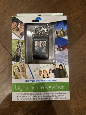 Digital Picture Keychain Digital Decor LCD Display JPEG USB Cable Rechargeable