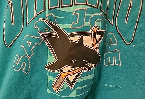 Vintage 90s 1993 NHL San Jose Sharks Crewneck Sweater Size XL Made In USA Artex - Picture 5 of 15