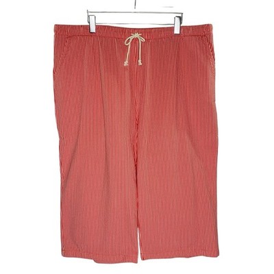 J. Crew Pull On Wide Leg Crop Pant Seersucker Red 3X Travel Cotton Blend