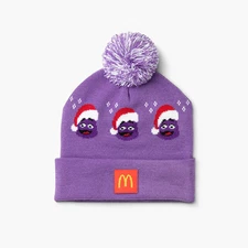 McDonald’s Grimace Holiday Pom Beanie Winter Cap Hat - NEW