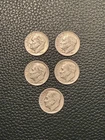Lot of 5 - Roosevelt Dimes, 90% Silver - Mixed Years