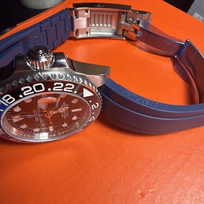 20mm  Blue rubber Watch Band Fit SUBMARINER, Rolex Deepsea & others
