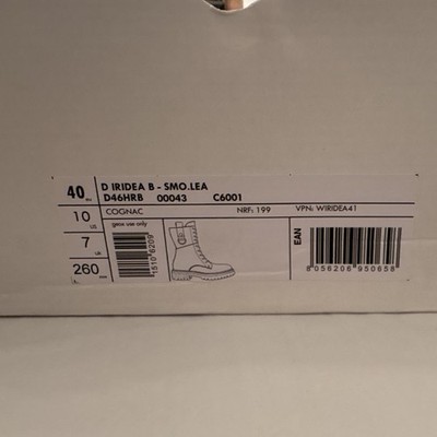Geox Respira D IRIDEA B Leather Combat Boots Cognac Mid Calf US 10