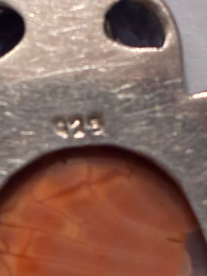 "Colgante vintage de ágata naranja y amatista de 2,5"" marca de plata 925" Foto 3 de 4