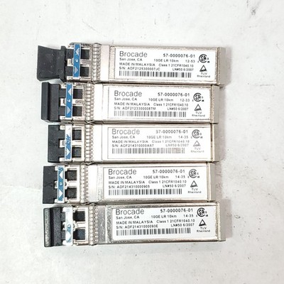 Lot of 5 Brocade S7-0000076-01 Fiber Optic Module SFP+ 10GBASE-LR Pre-Owned