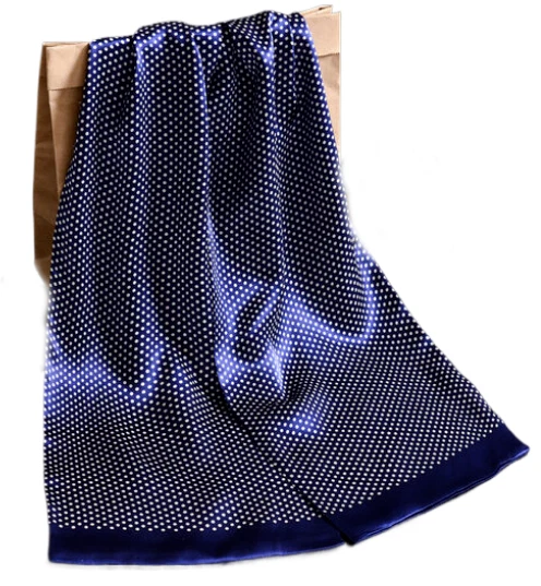 100% шелк мужчин женщин шарф шейный платок надежном длинный горошек темно-синий MY116-17 - Изображение 4 из 4