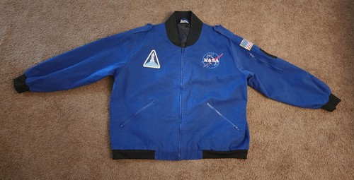 XL Men Get Real Gear Nasa Astronaut Cotton Blue Full Zip Bomber Jacket - Picture 15 of 23