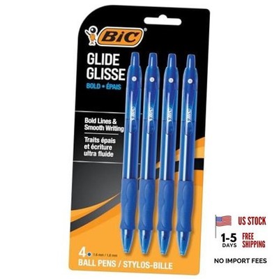 BIC Glide Bold Ballpoint Pens - Bold Point (1.6mm) - 4 Pack - Blue
