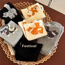 1 Pair Cute 3D Cat Balls Elastic Funny Cartoon Socks Sports Mid-calf Socks