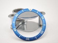 NEU MITTELBLAUER LÜNETTENEINSATZ FLACH 33,5 MM SEIKO MEDIUM DIVERS SKX013/SKX015