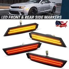 For Chevy Camaro 2010-2015 Front Rear Bumper LED Side Marker Light Lamp Set 4PCS
