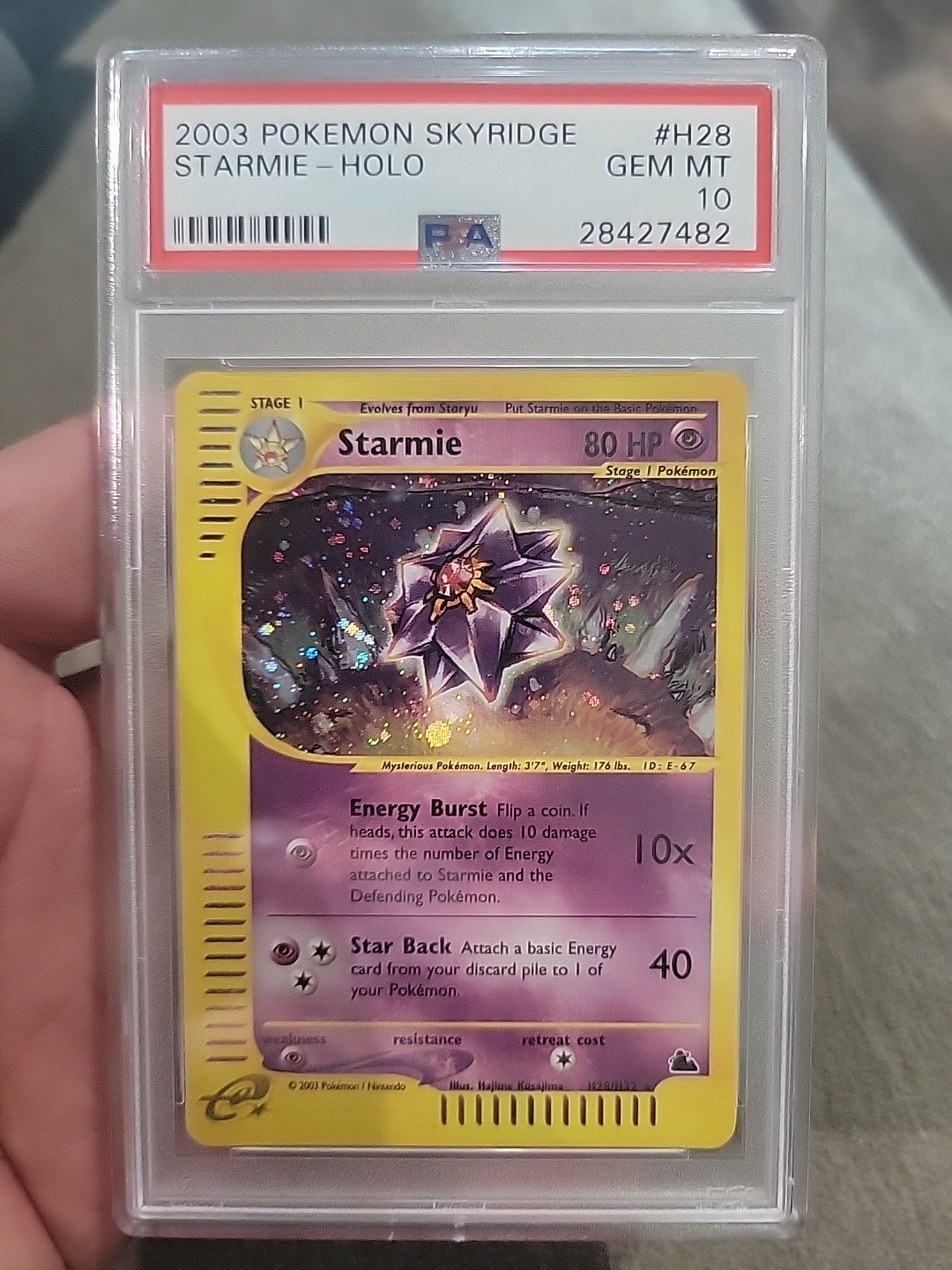 Pokemon 2003 Starmie #H28 Holo Skyridge Psa 10