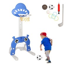 Kinder Basketballkorb Set 4 in 1 Basketballständer mit Fußballtor & Wurfspiel