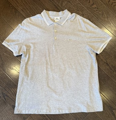 Mens Lacoste Slim Fit Stripe Collar Polo Shirt, XL, Size 8 (Euro), Gray