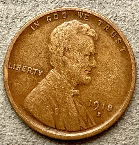 1918-S  Lincoln Wheat Cent - [VF] Very Fine - Better Grade ~ B548
