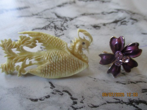 Broche pájaro resina vintage - 4 cm y otro moderno, pequeño, opcional - Imagen 9 de 9