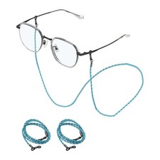 6 Pcs Leather Glasses Chain, Eyeglasses Chain with Lanyard, Blue