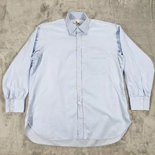 Turnbull & Asser Shirt Mens 17.5 Light Blue Button Down Collar Dress Made Italy