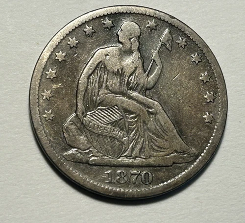 1870 S SEATED LIBERTY HALF DOLLAR VF-