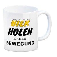 Bier Kaffeebecher Mit Spruch - Bier Holen Ist Auch Bewegung