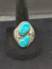 Vintage Sterling Silver Native Men's Turquoise Ring Sz 11