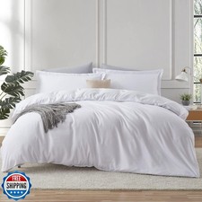 Hearth and Harbor Twin Duvet Cover Set White - Soft Comforter Cov