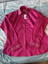 Ladies Hot Pink Western Show Shirt with Rhinestones Size XL Royal Highness NEW