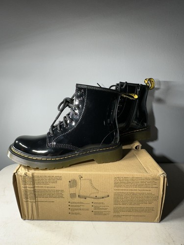 Dr Doc Martens Black Zipper J Youth Boots 1460J Size US 3 Lace And Zip Y2K NEW - Picture 2 of 10