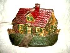 ANTIQUE IRON DOORSTOP ROSE COTTAGE RED ROOF NATIONAL FOUNDRY COTTAGE CORE