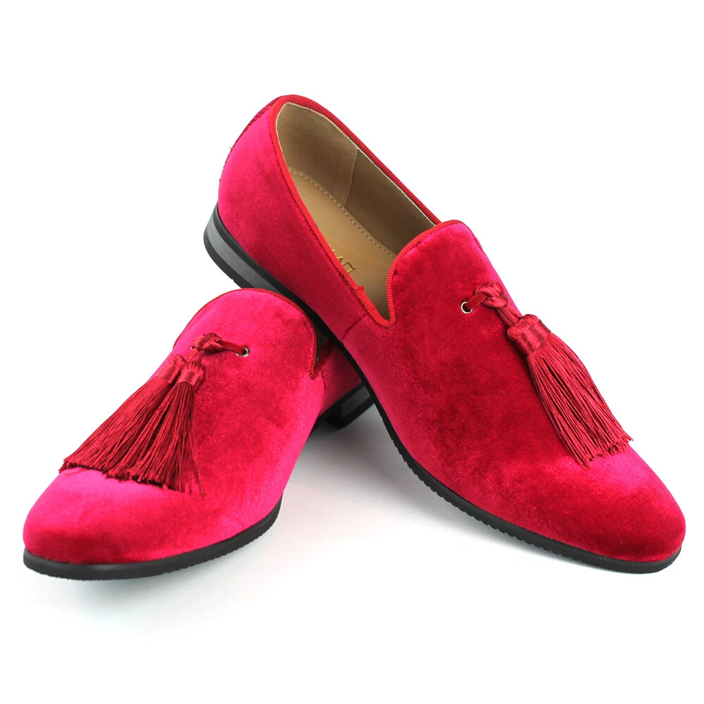Mens velvet loafers store with tassels