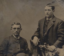 PORTRAIT OF YOUNG MEN W/ UNUSUAL WOODEN FURNITURE