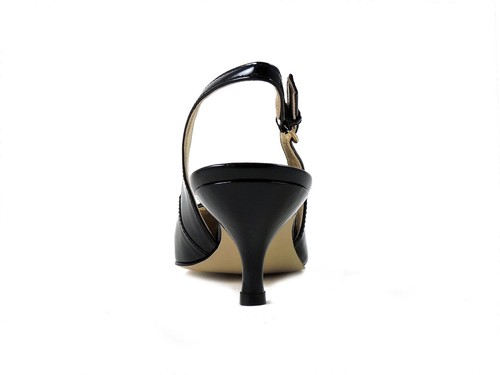 Anne Klein Damen Trumank Slingback Pumps schwarz glänzendes Leder Größe 5,5 M - Bild 5 von 6