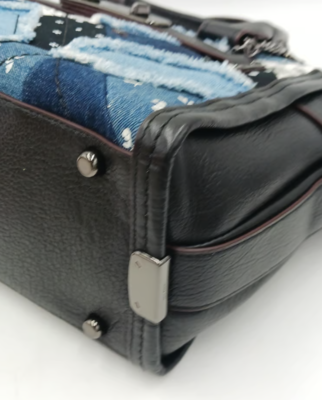 Coach Swagger Denim Patchwork Satchel/Crossbody w/Turnlock Detail