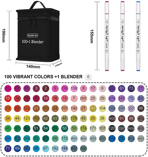 101 Colors Alcohol Markers drawing markers Dual Tip Art Markers Fine & Chisel - Picture 8 of 8