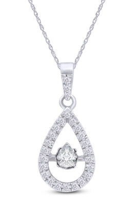 1/2ct Natural Diamond Frame Pendant 18'' Necklace in 14K White Gold