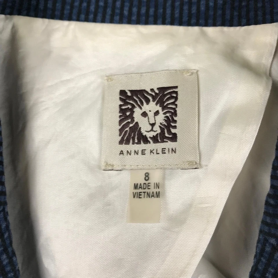 Blazer Anne Klein Mujer 8 Azul Pana Forrado Almohadillas para los Hombros Abrigo Abotonado Foto 3 de 4