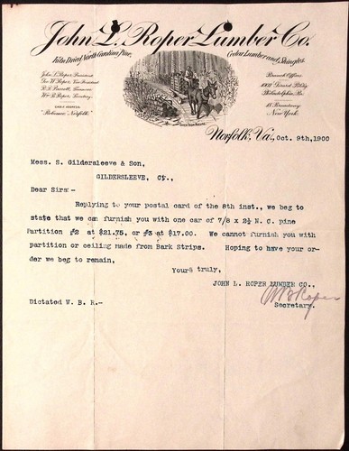 1900 John L Roper Lumber Co Kiln Dried Pine Cedar Shingles NORFOLK VA ...