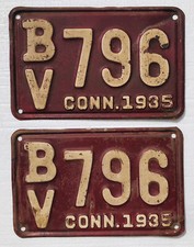 1935 Connecticut License Plates Pair,  Original.