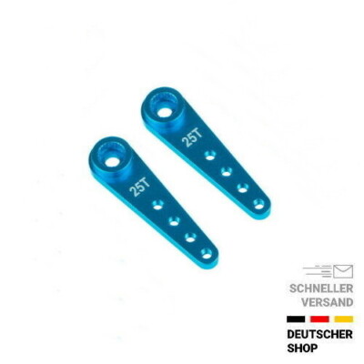   2 x Alu Servohorn Servohebel 37 mm blau CNC 25T für Futaba, Align, Savöx, KST