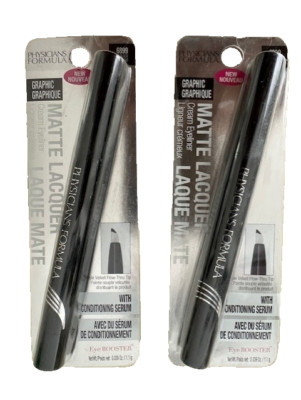 PACK  2 Physicians Formula Graphic Matte Lacquer Cream Eyeliner Ultra Black 6899