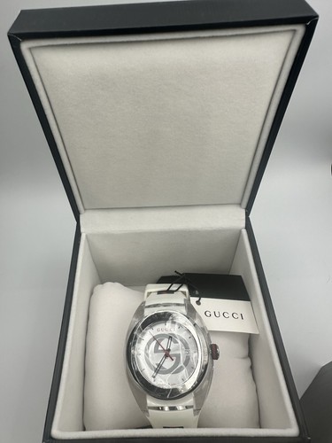 Reloj unisex GUCCI SYNC XXL correa de goma blanca 46 mm YA137102 - Imagen 12 de 12