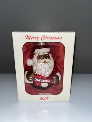 Supreme Santa Christmas Ornament Red Gold Glass FW18 DS NWT | eBay