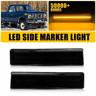 2X Smoked Side Marker LED Corner Lights For 80-86 Ford BRONCO F150 F250 F350 EAW