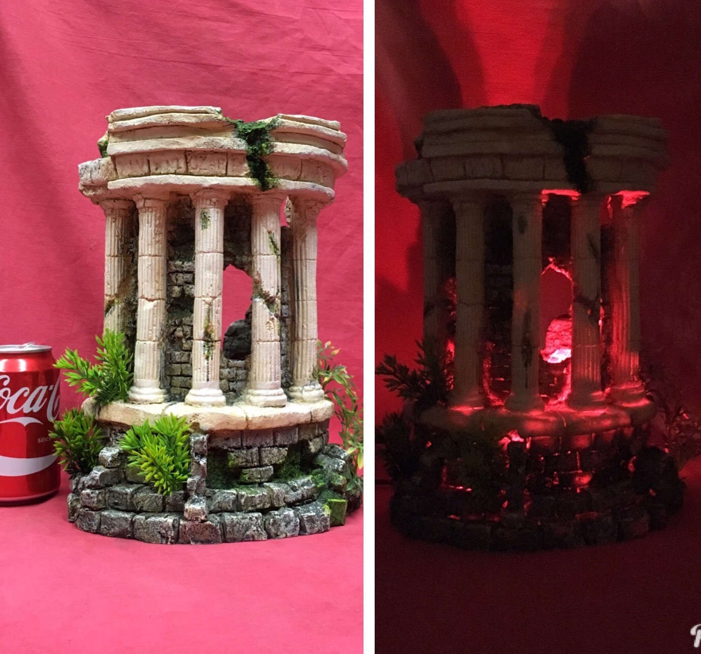 Rettili Terrario Ornamento LED Multi Colore ROMANA Colonna rovinare Pietra D'Aria Rettili Terrario Ornamento LED Multi Colore ROMANA Colonna rovinare Pietra D'Aria